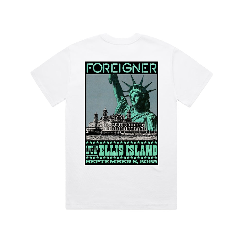 Foreigner: Live At Ellis Island Event - White T-Shirt