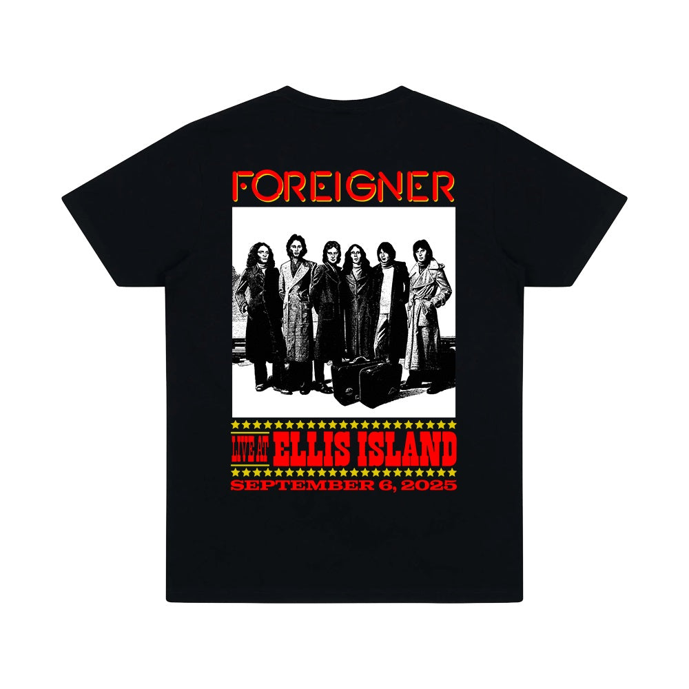 Foreigner: Live At Ellis Island - Black T-Shirt