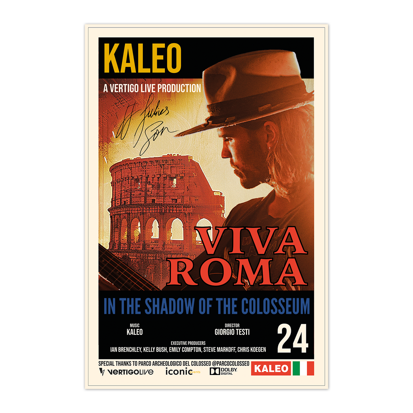1/200 KALEO: VIVA ROMA - In the Shadow of the Colosseum Movie Poster (Signed by JJ) 16" x 24"