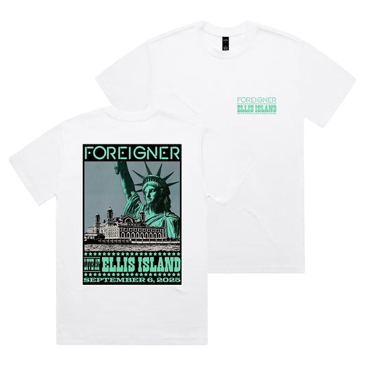 Foreigner: Live At Ellis Island Event - White T-Shirt